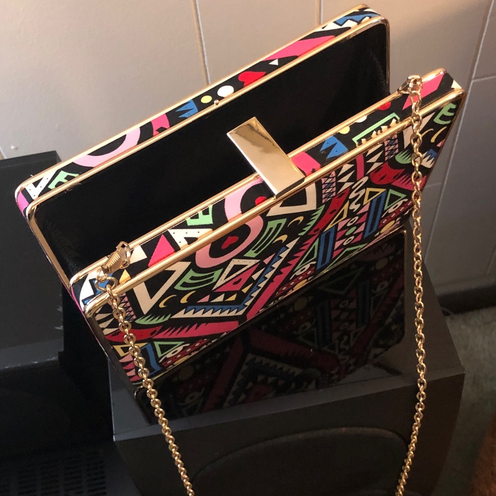 Geo African Clutch with Gold Chain